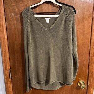 H&M Khaki V-Neck Sweater